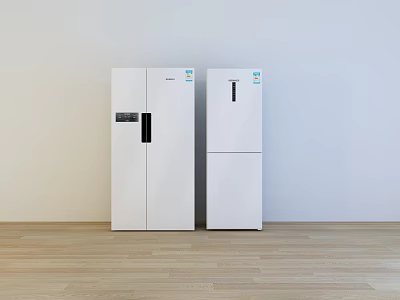 Modern Sleek Refrigerator and Freezer Unit With White Exterior And Storage Functionality 3d model
