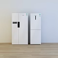 Modern Sleek Refrigerator and Freezer Unit With White Exterior And Storage Functionality 3d model