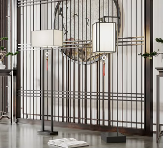 New Chinese floor lamp floor lamp combination 3d model