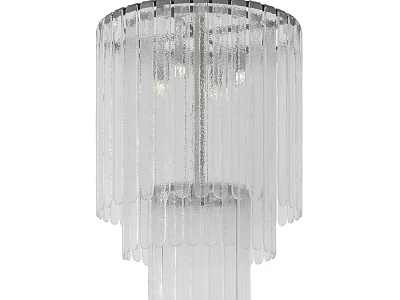 Elegant Modern Transparent Glass Chandelier With Hanging Strips And Metal Frame 3d model