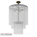 Elegant Modern Transparent Glass Chandelier With Hanging Strips And Metal Frame