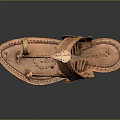 Brown Handcrafted Leather Slippers With Woven Straps And Intricate Embroidered Patterns