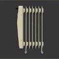 White Portable Electric Radiator With Wheels Black Control Panel And Red Label