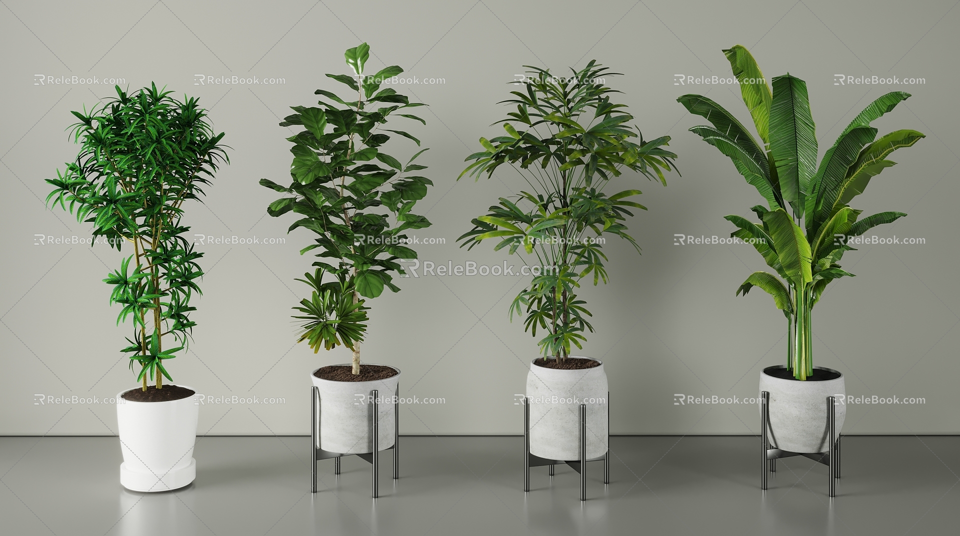 Modern potted plants 3d model