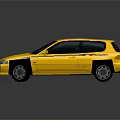 Yellow Sporty Hatchback Car with Dark Tinted Windows Alloy Wheels and Reflective Surface