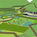 Scenic Post Station with Landscaped Paths Green Terrain and Visitor Areas