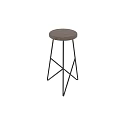 Modern Minimalist Bar Stool With Wooden Seat And Crossed Black Metal Legs