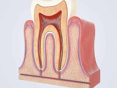 Dental Medical Device Showing Detailed Tooth Internal Anatomy Structure Model 3d model