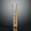 Practical Wooden Clothespin as Daily Household Item with Metal Spring and Smooth Surface