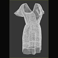 Elegant Women's White Lace Design V neck Short Sleeves Summer Dress