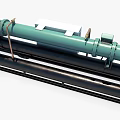Industrial Chiller Unit with Green Cylindrical Components Control Panel and Black Cylindrical Pipes