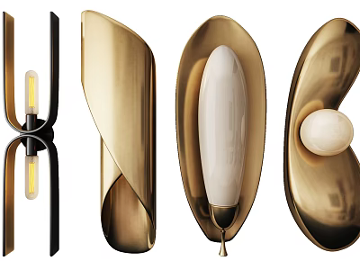 Elegant Modern Brass Wall Lamps With Stylish Design And Unique Shapes 3d model