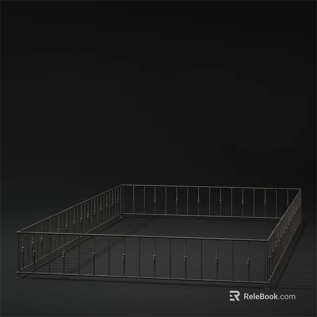 Public Facility Metal Frame Square Fence Structure With Vertical Bars For Urban Parks 3d model 