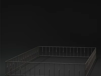 Public Facility Metal Frame Square Fence Structure With Vertical Bars For Urban Parks 3d model