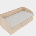 Light Wooden Double Bed Frame With Storage Drawers And Gray Diamond Pattern Mattress