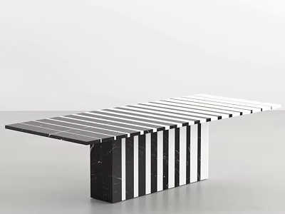 Modern Conference Table With Black And White Striped Marble Top And Minimalist Design 3d model