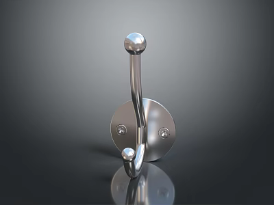 Stainless Steel Clothes Hook With Round Base And Spherical Top Design 3d model