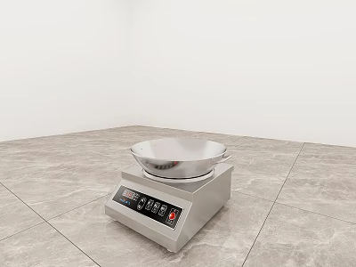 Silver Induction Cooker Kitchen Appliance With Digital Display And Control Buttons 3d model