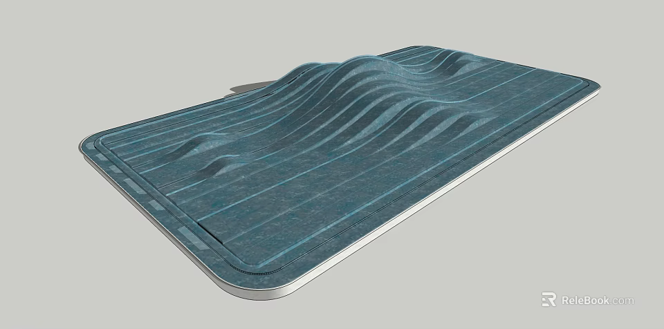 Modern Blue Feature Wall Interior Design With Wavy Striped Texture 3d model 
