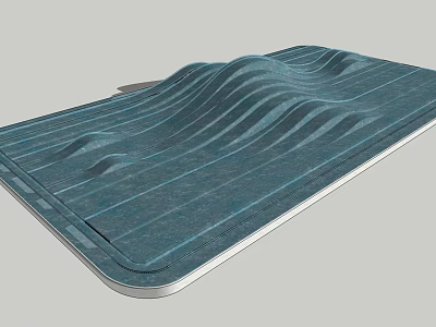 Modern Blue Feature Wall Interior Design With Wavy Striped Texture 3d model