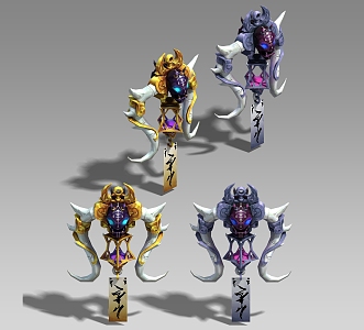 Three-Shading Two-Bone Magic Lamp Wind Bell Magic Lamp Magic Weapon and Wind Hand-painted Weapon 3d model