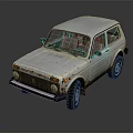 White Vintage Off Road Vehicle With Rusty Exterior And Classic Retro Design