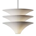 Modern Three Tiered White Pendant Light With Scooped Shades And Minimalist Design