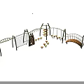 Colorful Outdoor Playground Equipment With Climbing Net Slide Swings And Bridge