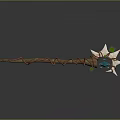 Detailed Fantasy 3D Magic Staff Model With Gemstone And Vine Decorations