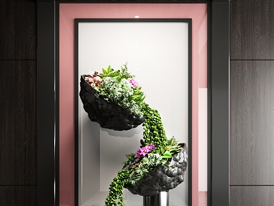 Landscape plant sketch hanging plants flowers succulents moss gravel indoor landscaping 3d model