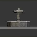 Decorative Stone Fountain With Octagonal Base And Multi Tiered Design On Square Platform 3d model