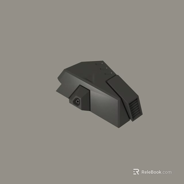 Black Geometric 3D Device Component With Vent Openings And Mounting Holes 3d model