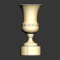 Golden Award Trophy With Decorative Bands And Reflective Base On Dark Background