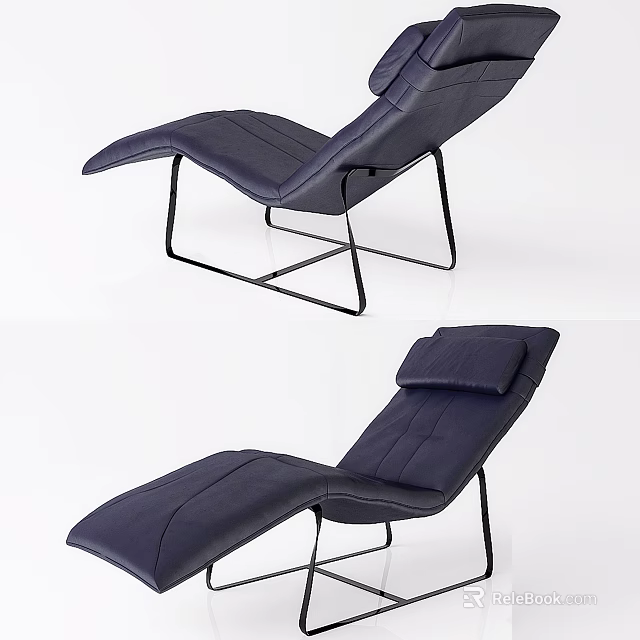 Modern Leather Lounge Chair With Black Metal Frame And Comfortable Design 3d model 