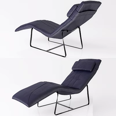 Modern Leather Lounge Chair With Black Metal Frame And Comfortable Design 3d model