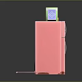 Stylish Pink Double Door Refrigerator With Colorful Books And Yellow Item On Top Design