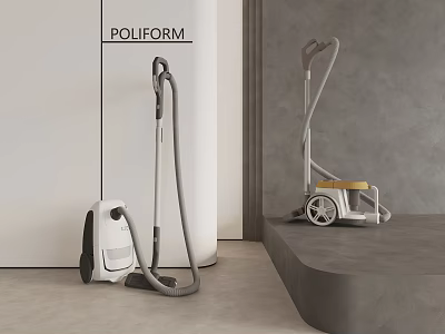 POLIFORM Vacuum Cleaner And Steam Ironing Station In Modern Interior With Gray Wall 3d model
