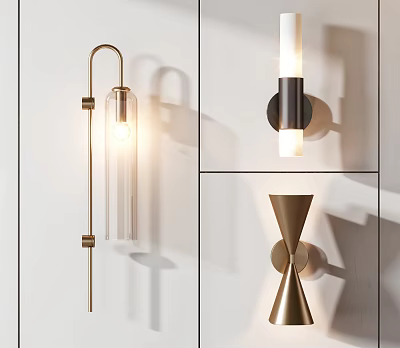 Modern Stylish Wall Lamps with Glass Shades and Metal Frames for Home Interior Decor 3d model