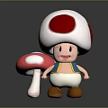 Cartoon Mushroom Character With Red Spotted White Cap And Small Pink Mushroom Friend