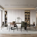 Modern Restaurant Interior Featuring Open Concept Kitchen And Dining Table Chairs