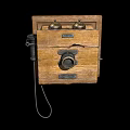 Vintage Wooden Telephone With Metal Components Wall Mounted Design And Handset Cable