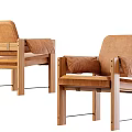 Brown Padded Leisure Chair With Wooden Frame And Armrests Modern Design