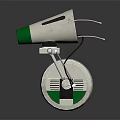 Green And White Single Wheeled Robot Creature With Head Structure And Vent