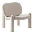 Modern Minimalist Beige Velvet Leisure Chair With Rounded Backrest And Cylindrical Legs