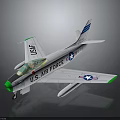 U.S. Air Force Airplane Model Featuring White Body Green Nose And Blue Star Emblem