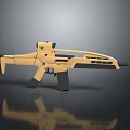 Yellow Gun With Black Components On Black Surface And Reflection 3d model