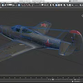 Vintage Fighter Aircraft With Gray Body Red Star Emblems And Propeller Design