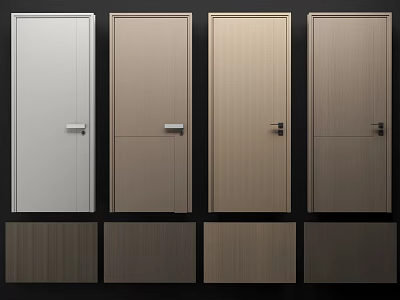 Various Hinged Doors with Different Wood Finishes and Neutral Colors for Modern Home Interior 3d model