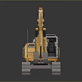 3D Rendered Detailed Yellow Construction Excavator With Tracked Undercarriage And Front Bucket