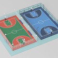 outdoor basketball court modern basketball court 3d model